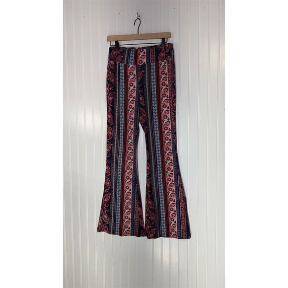 No Boundaries Paisley Stripe Flare Pants XL Boho Festival Y2K Stretch - Picture 1 of 4